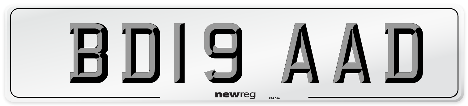 BD19 AAD Number Plate from New Reg